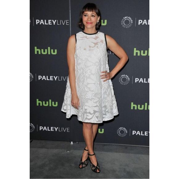 VICTORIA BECKHAM White Floral Jacquard Mini Dress Size 6